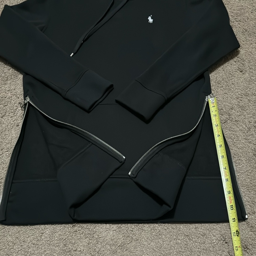 Like New-Worn 1X-RL Polo-Hooded Sweatshirt-XS-Black-Side Zippers-Longer Length - Picture 8 of 16
